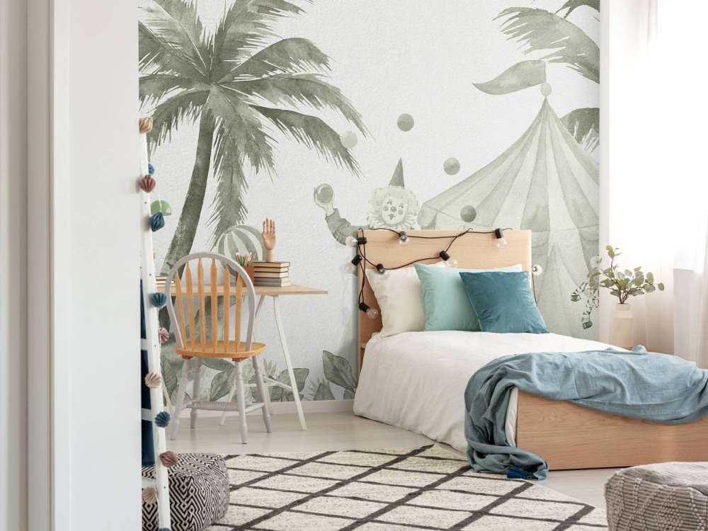 Animaux de cirque joyeux en vert d'eau