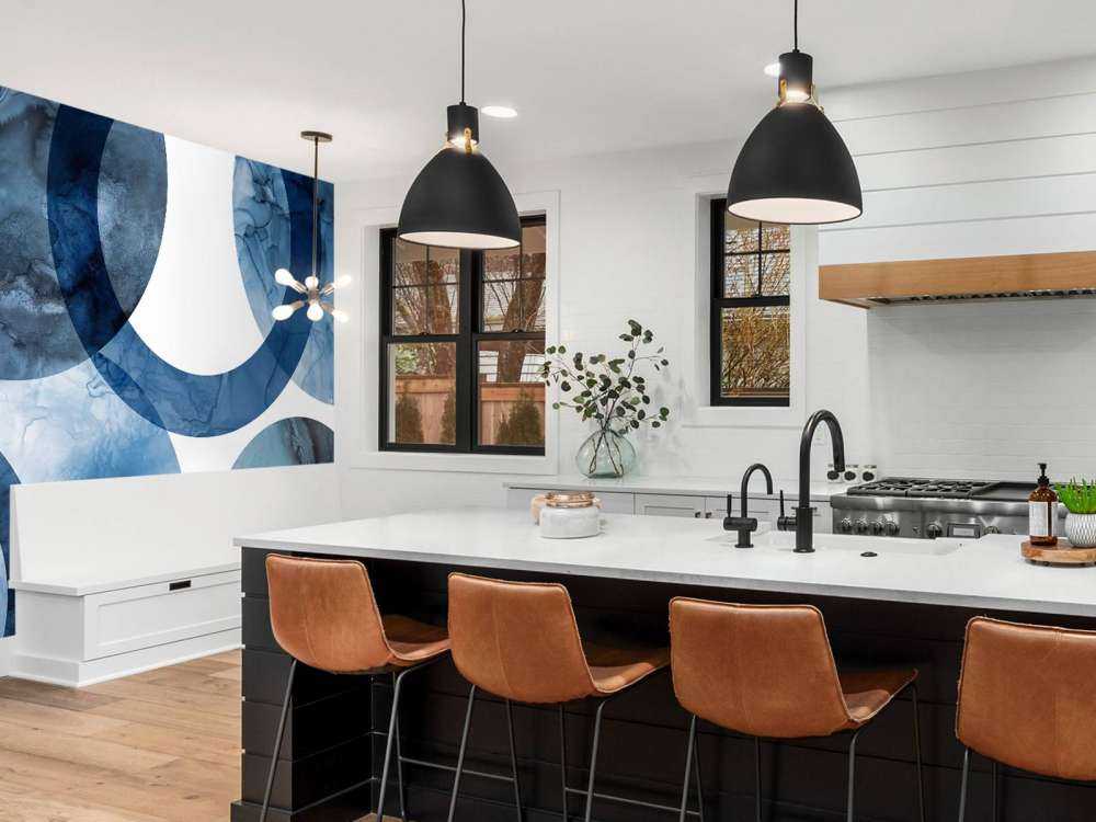 Mid century modern round blue