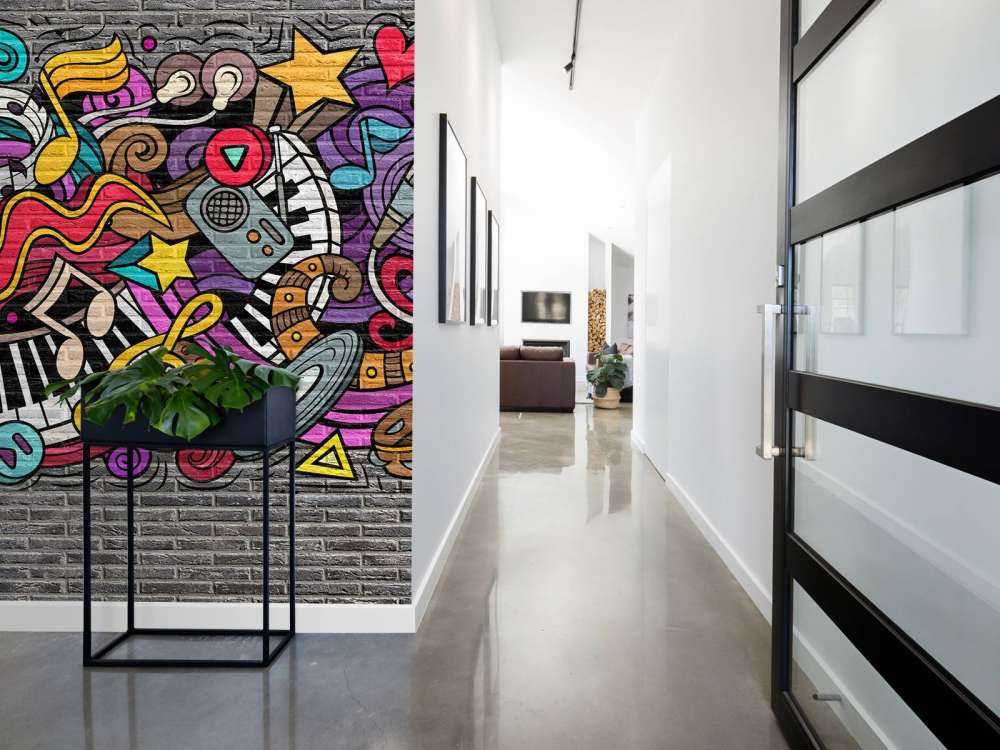 Graffitis musicaux sur briques