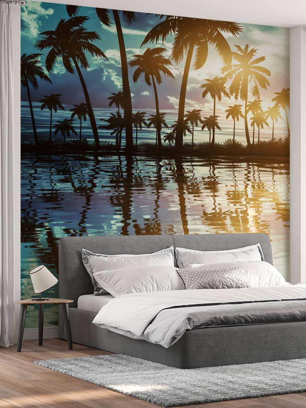 Paysage de nuit avec palmiers