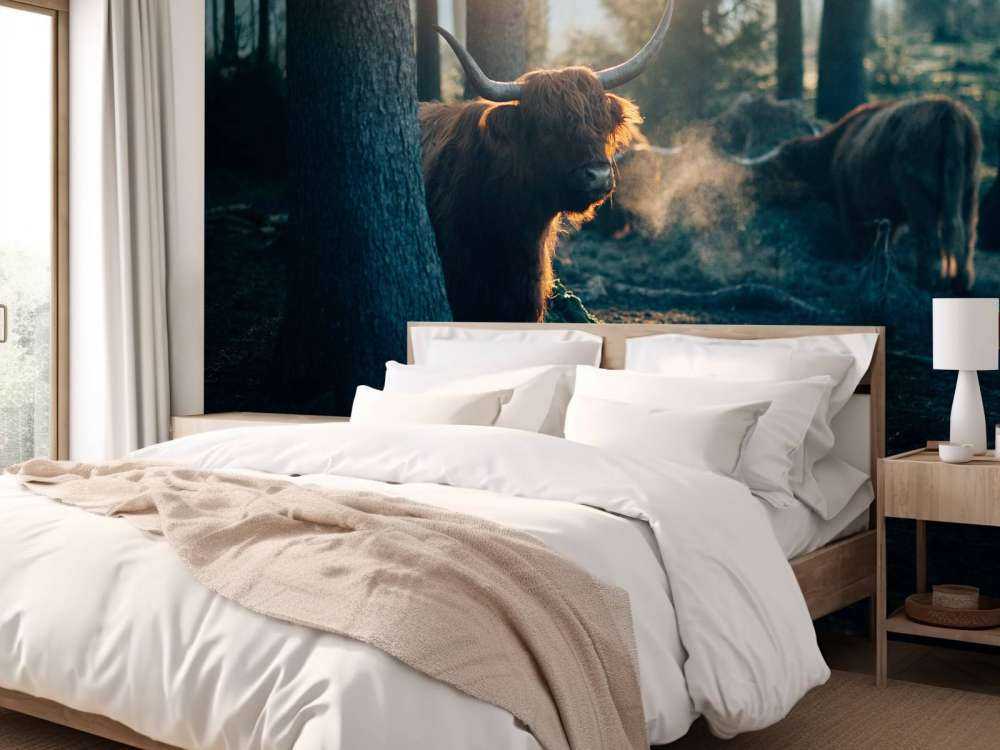 Le Highlander écossais au lever du soleil