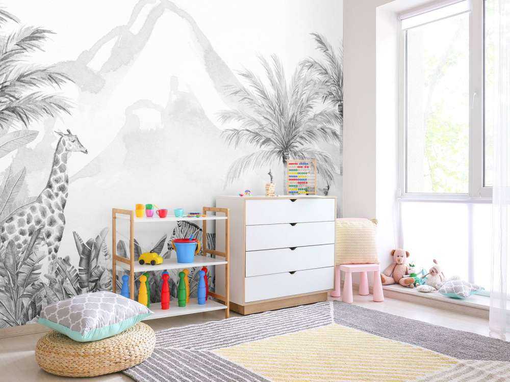 Animaux de la jungle en noir et blanc