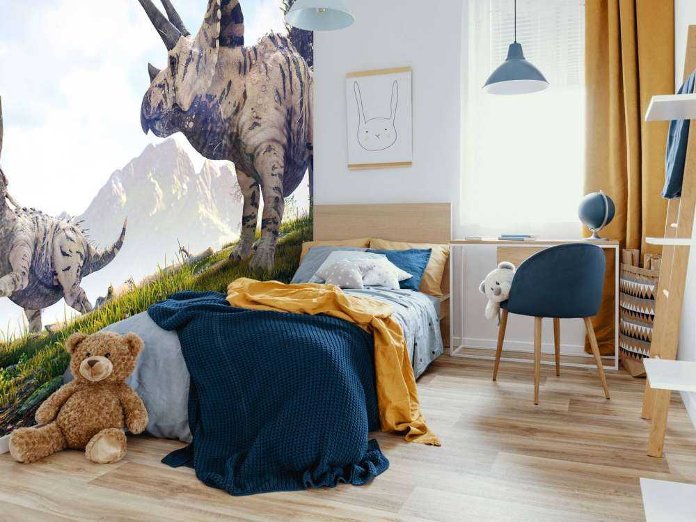 Dinosaures se promenant dans la campagne