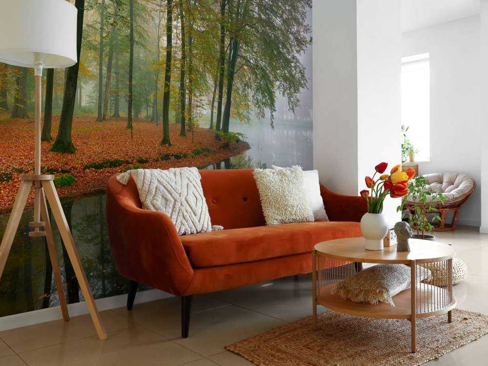 Réflexion d'arbres dans un étang