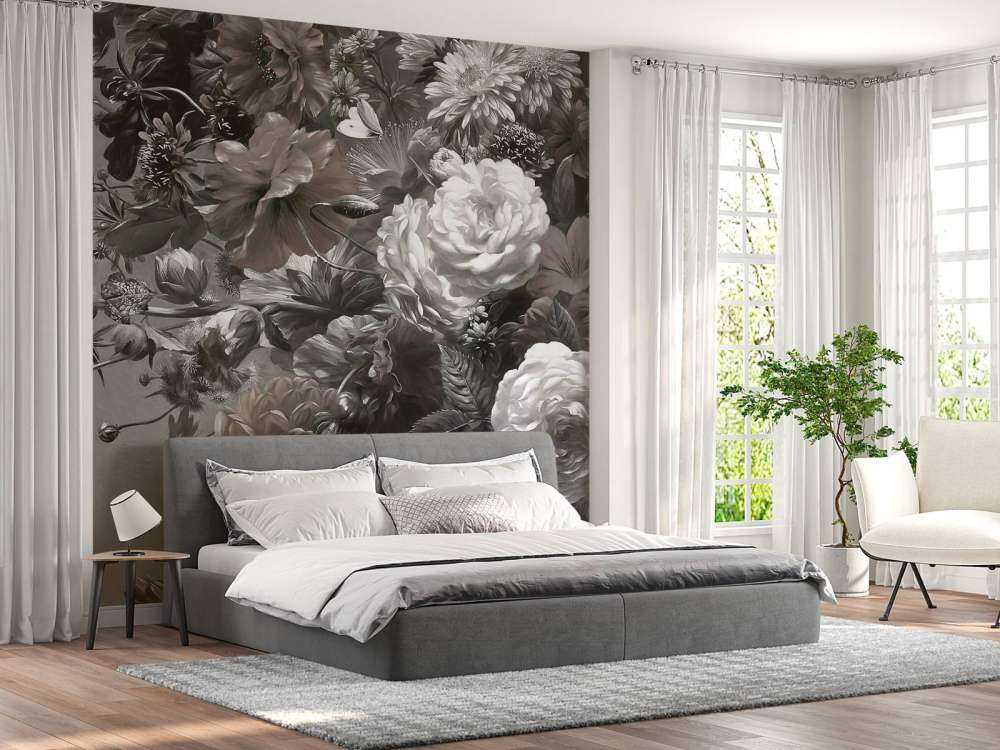 Grand bouquet avec des coquelicots sépia