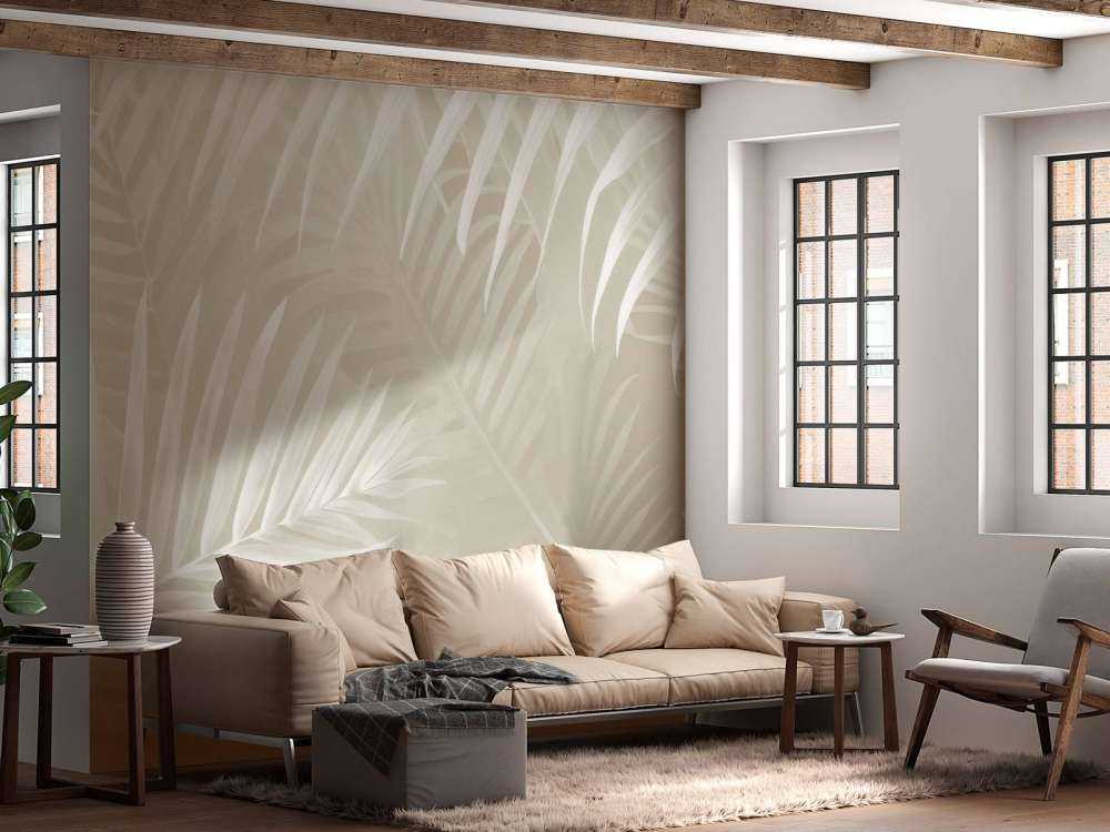 Feuilles de palmier brumeuses - beige