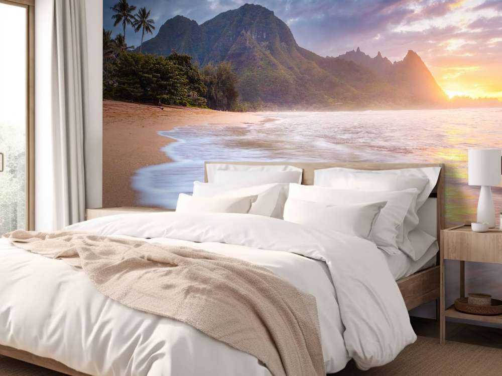 Coucher de soleil sur une plage tropicale