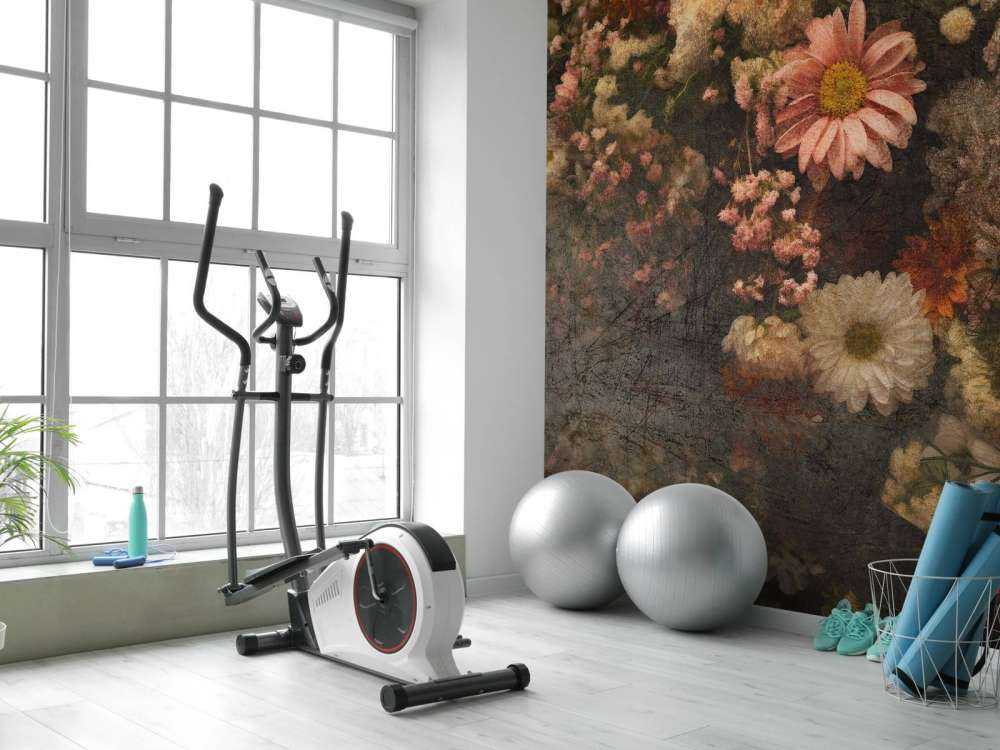 Champ de fleurs en huile vieillie