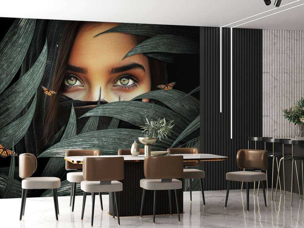 Regard vert entre les palmiers