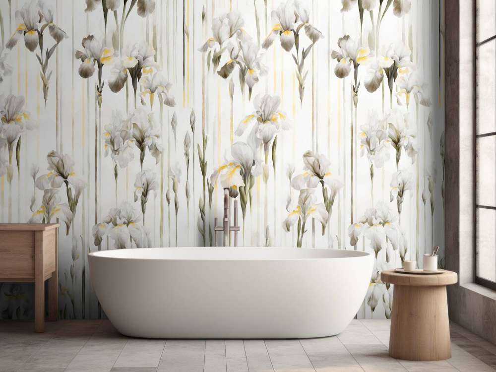 Iris et rayures sépia sans couture