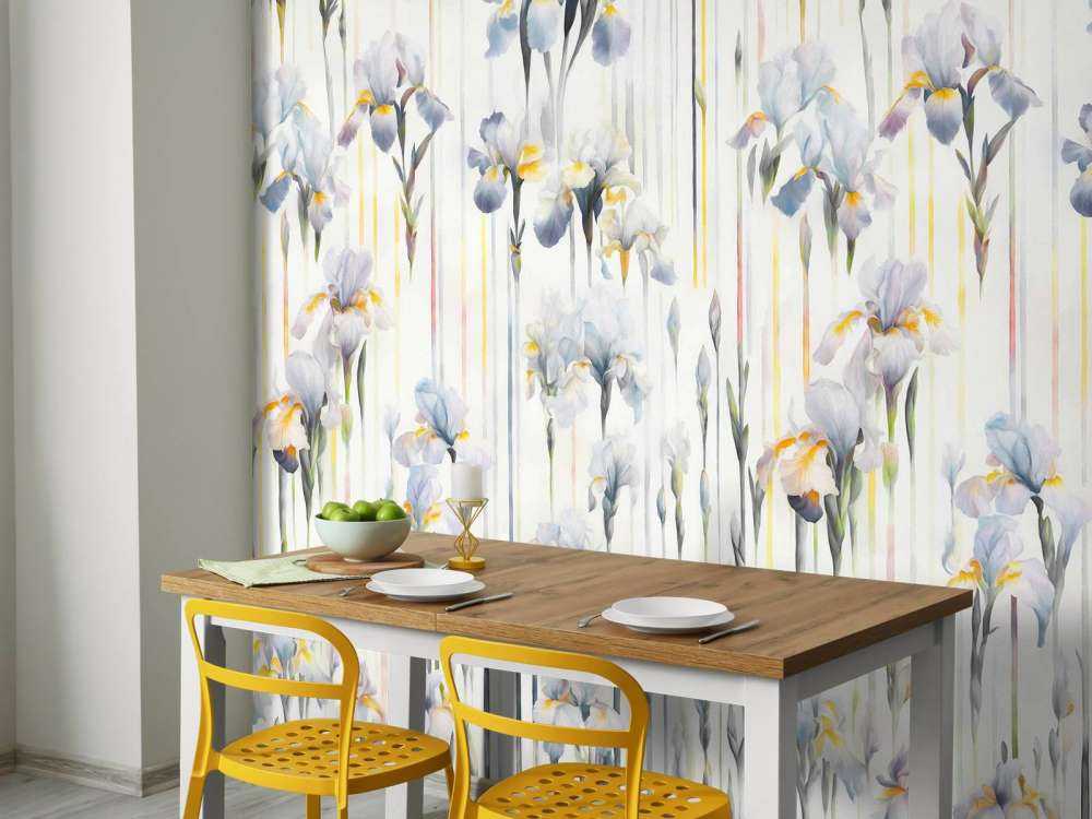 Iris et rayures bleu sans couture