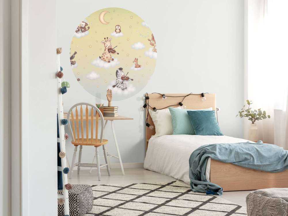 Concert d'oiseaux dans les nuages - jaune