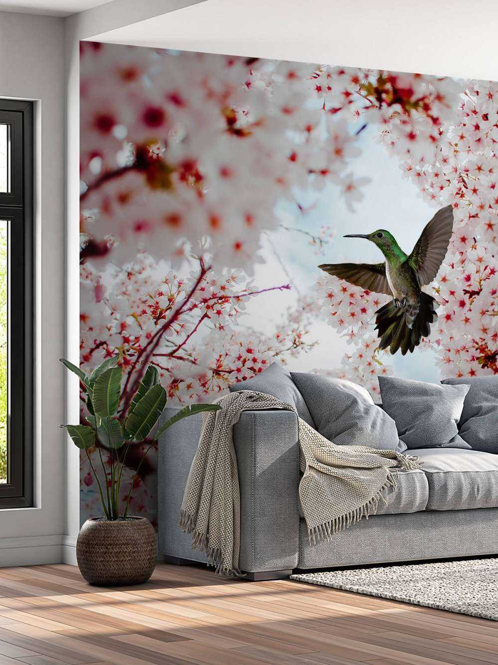 Colibri entre les fleurs