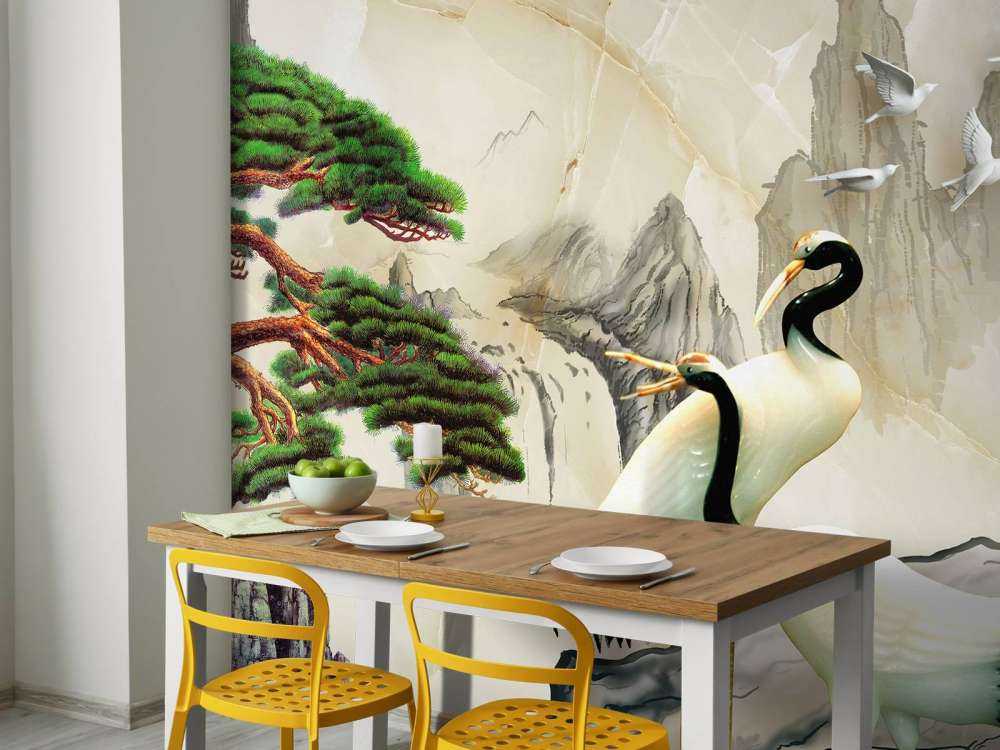 Des grues dans un monde imaginaire