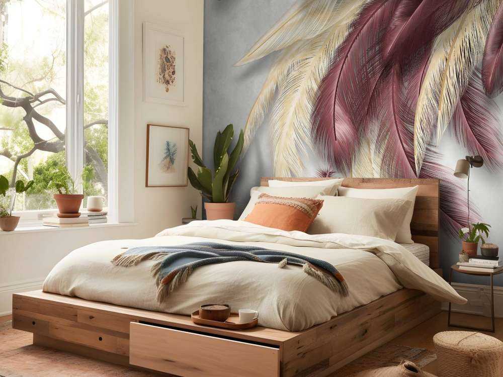 Plumes sur du béton