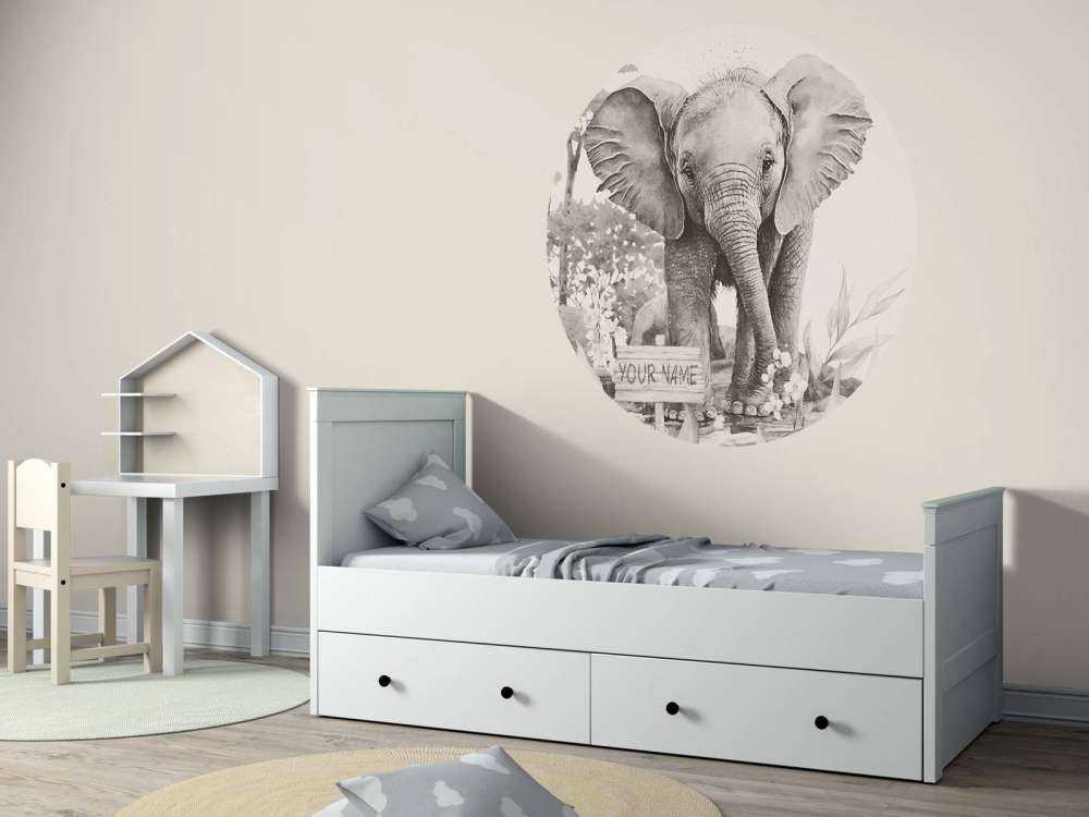 Bébé éléphant dans la jungle beige