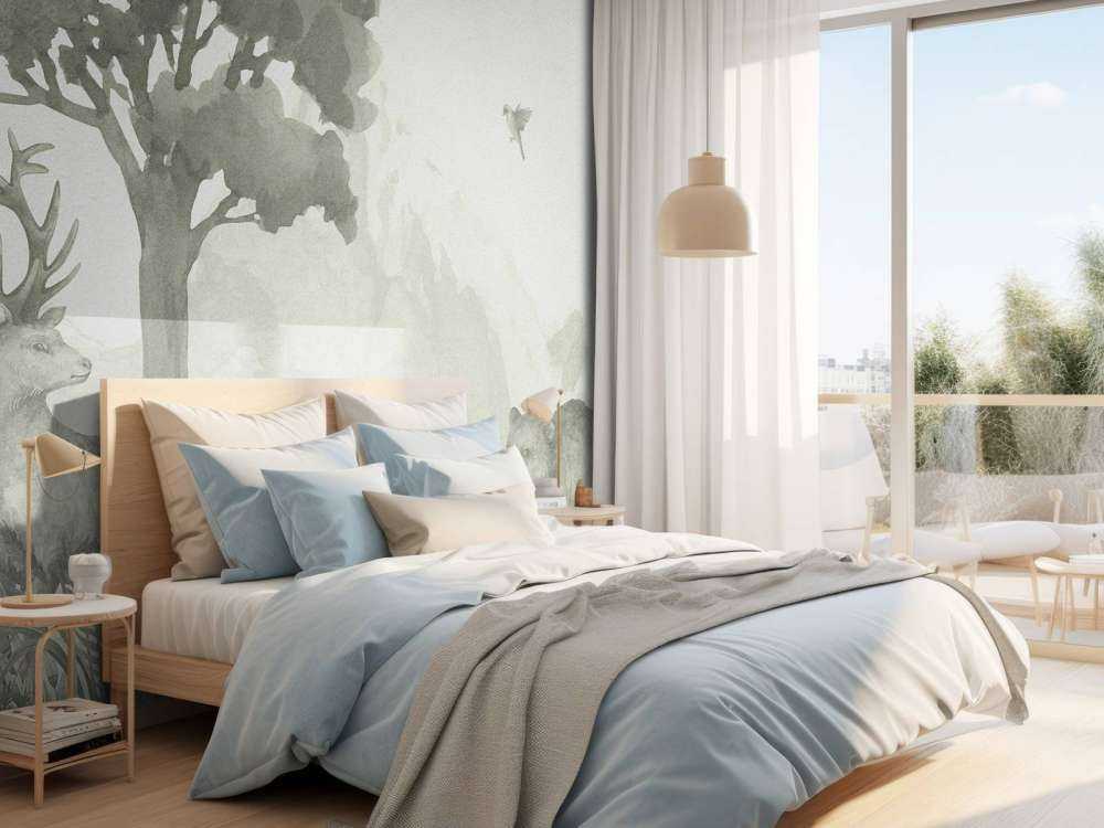 Animaux de la forêt en vert d'eau