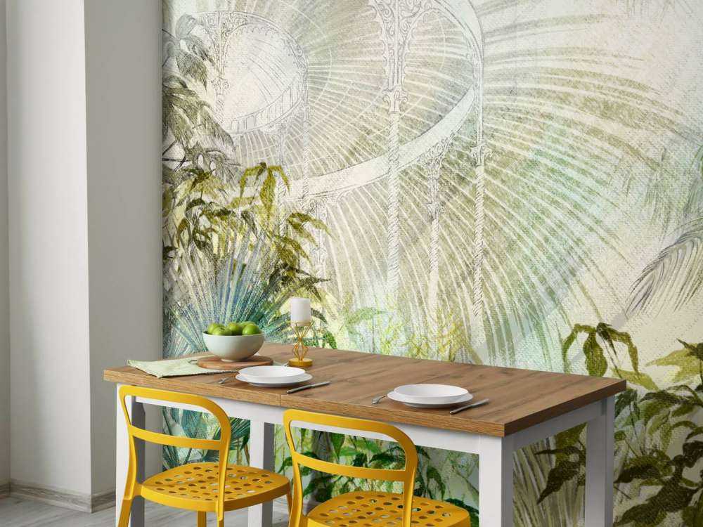 Verrière avec plantes tropicales