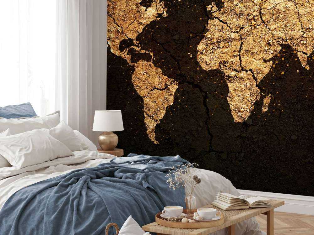 Carte du monde en or