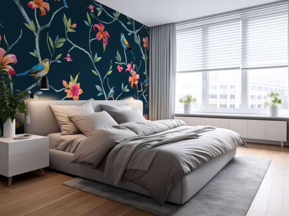 Fleurs et oiseaux tropicaux