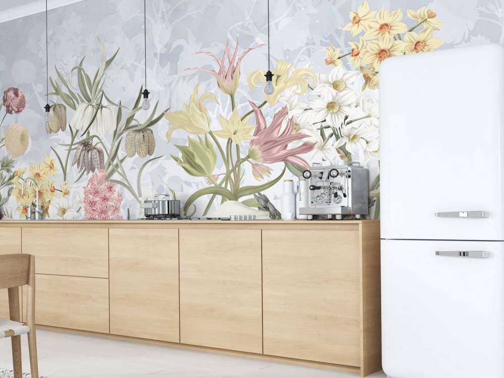 Fleurs de printemps - Bleu ciel doux