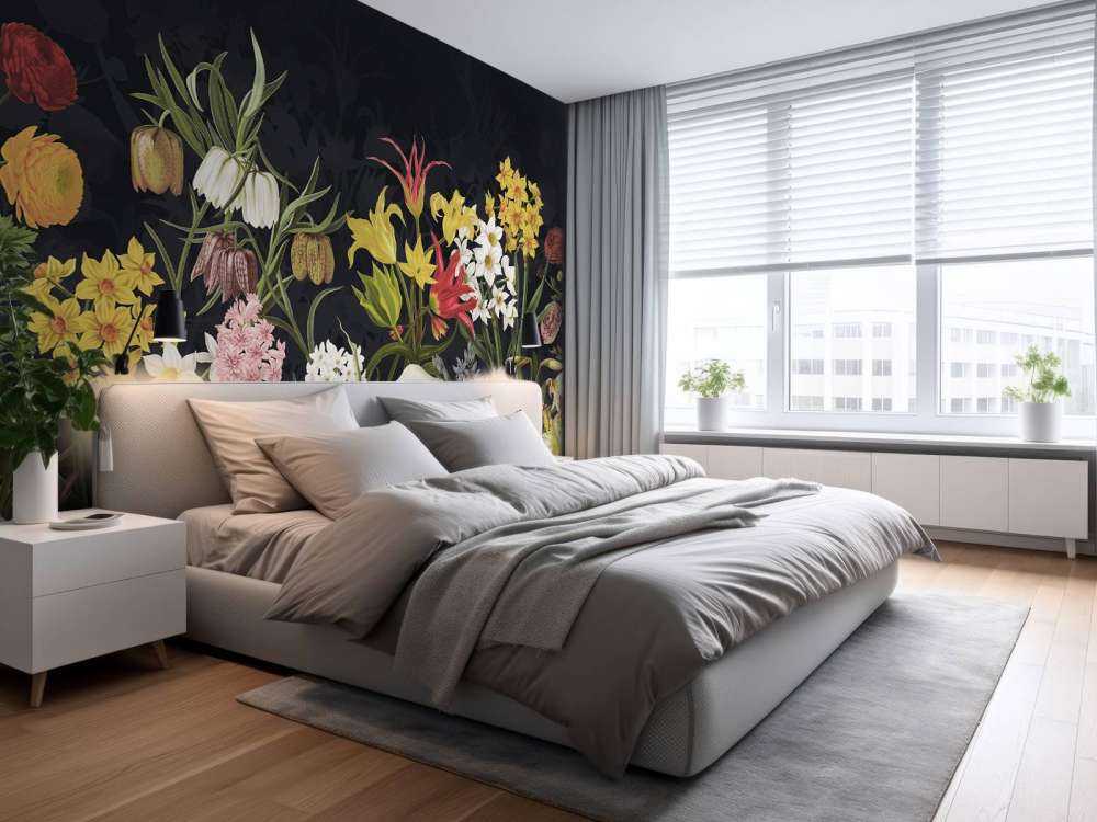 Fleurs de printemps - Givre argenté gris