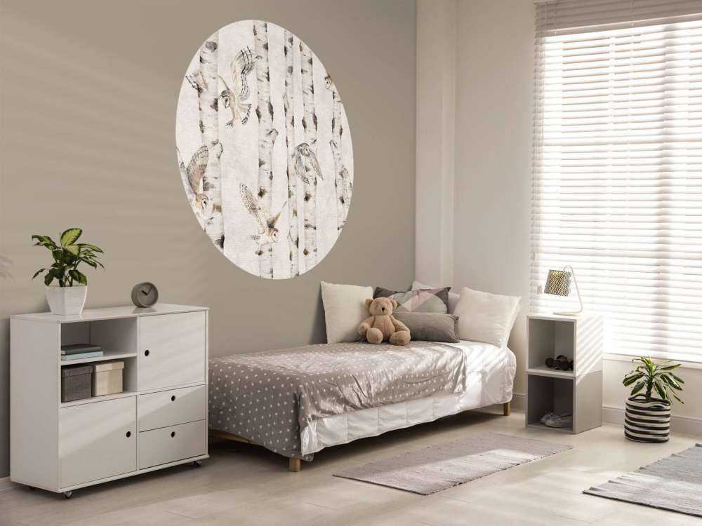 Birch and Owls - White - 120