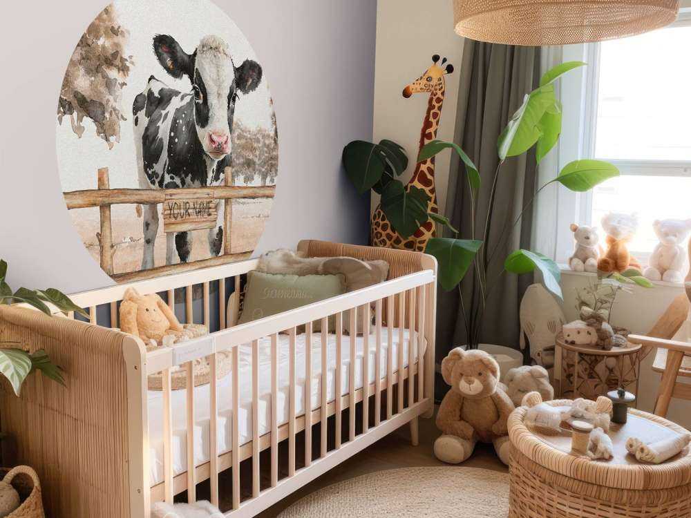 Jeune vache dans un pré taupe