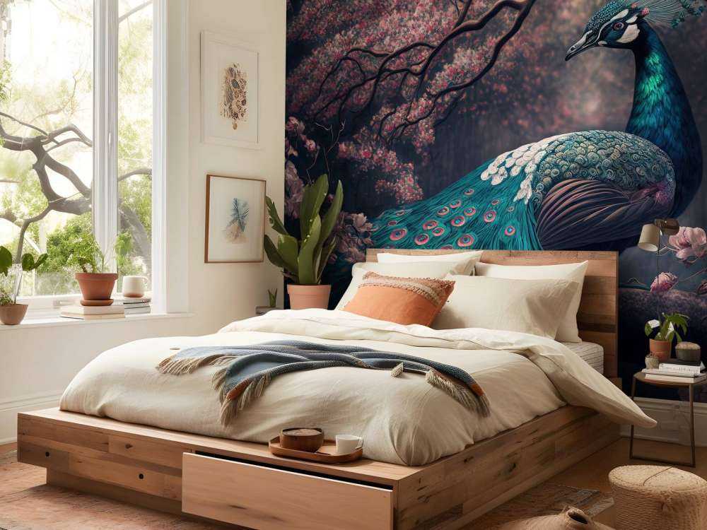 Paon dans la Splendeur des Fleurs