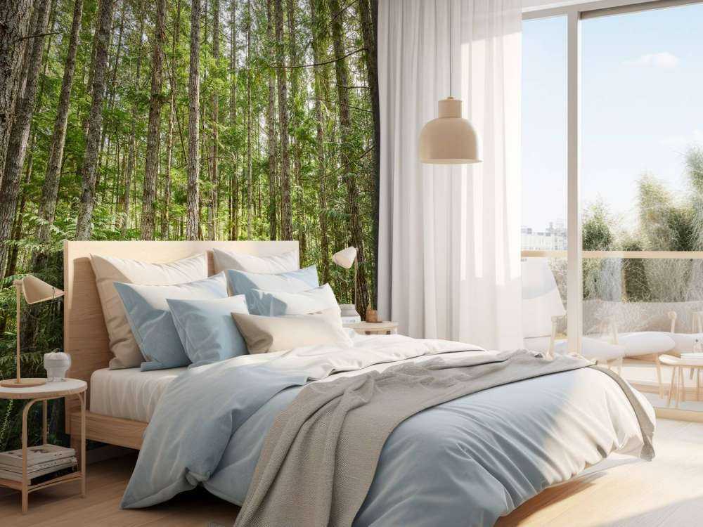 Arbres minces dans la forêt