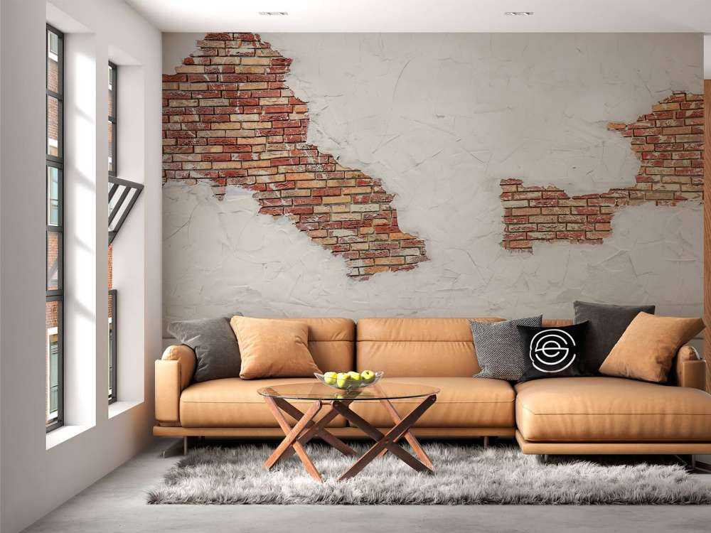 Mur de briques avec stuc