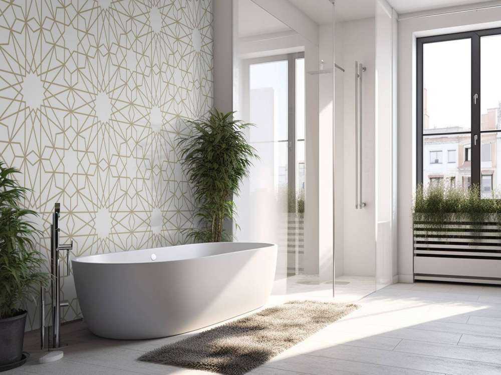 Motif Fleurs géométriques, blanches