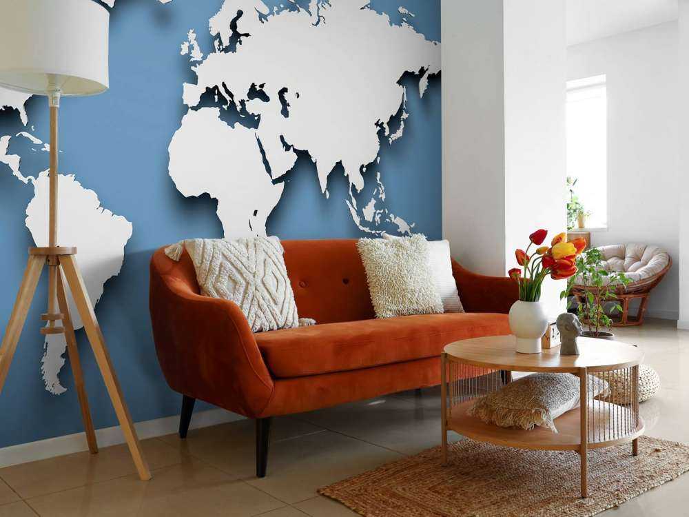 Carte du monde en 3D bleu