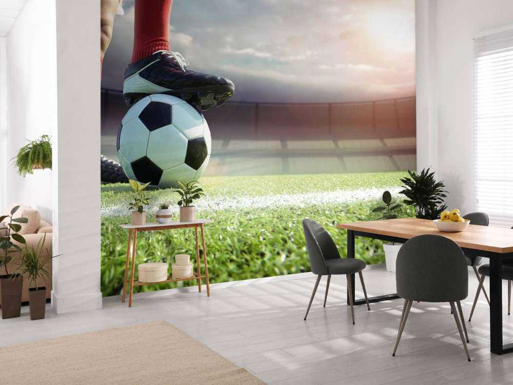 Stade avec un joueur de football