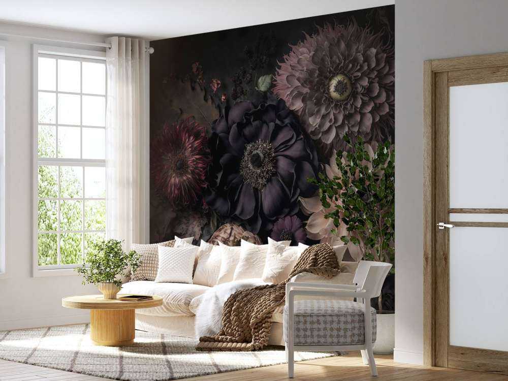 Fleurs sombres et mélancoliques, luxe bohème