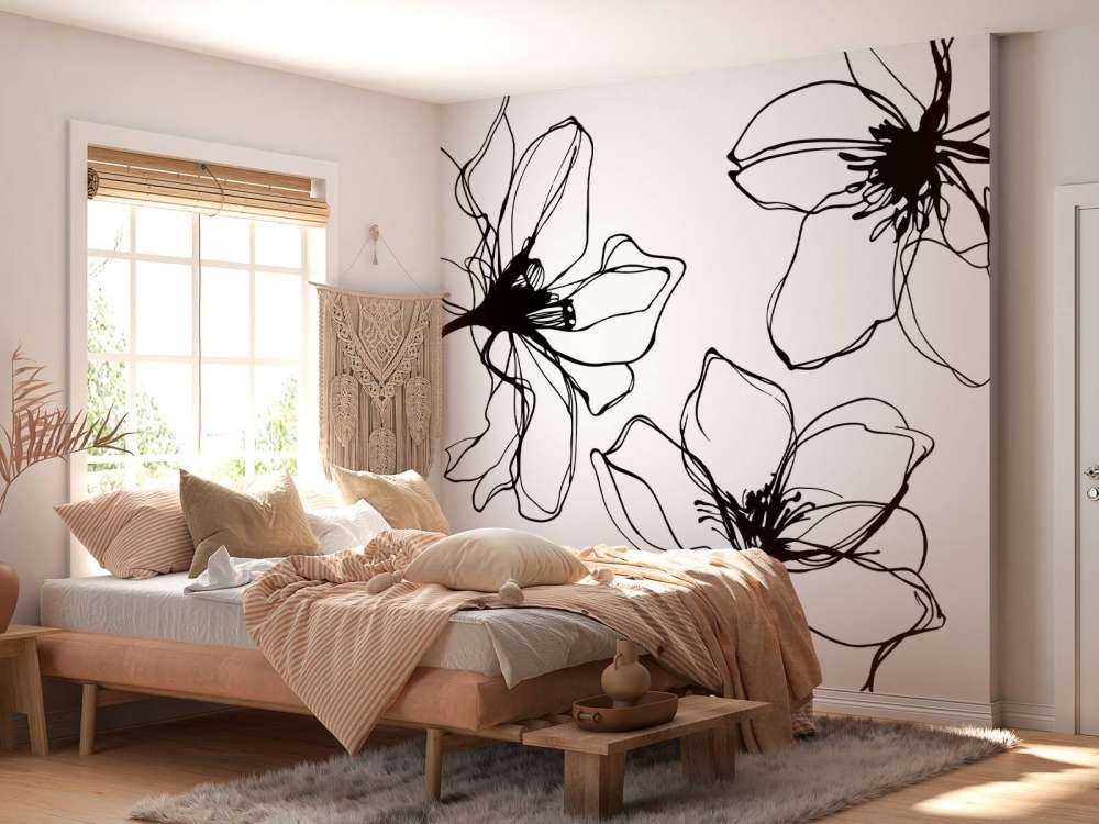 Minimalist flower study black and white