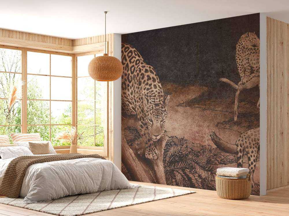 Léopards dans la forêt crépusculaire