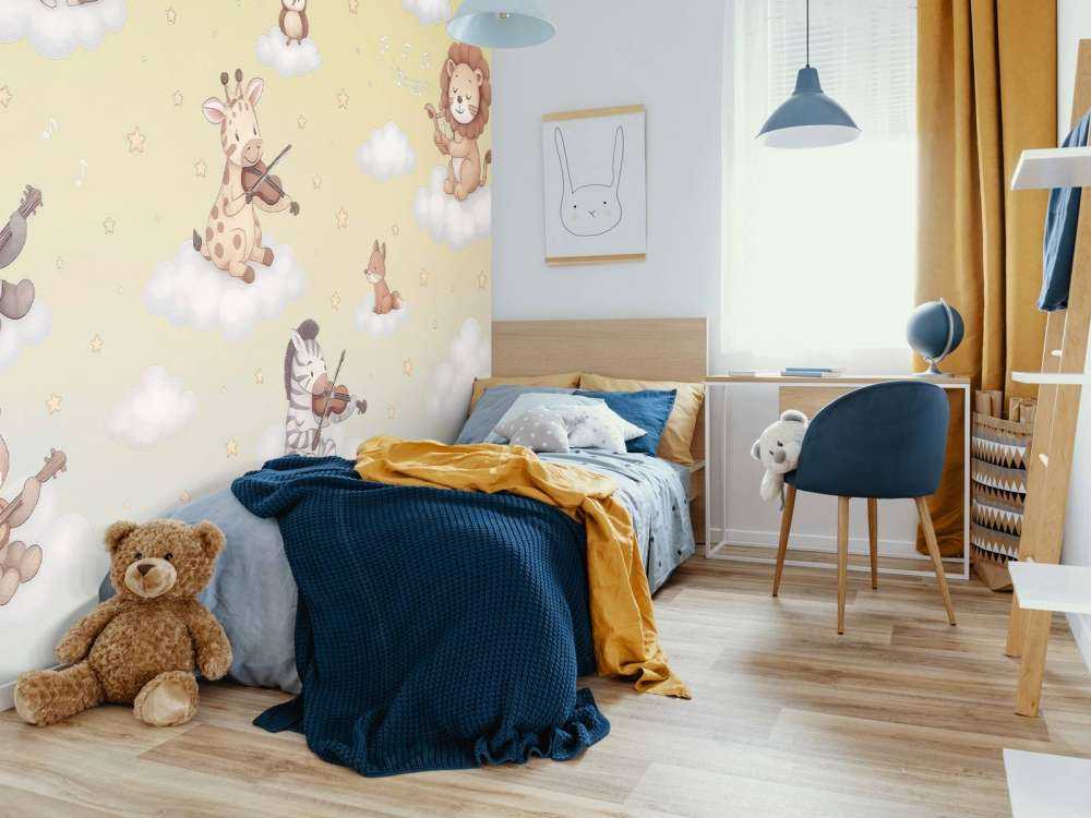 Concert d'oiseaux dans les nuages - jaune