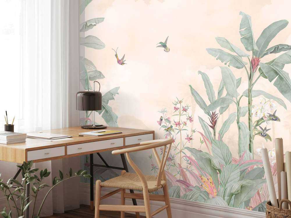 Colibris sous un ciel de nuages doux