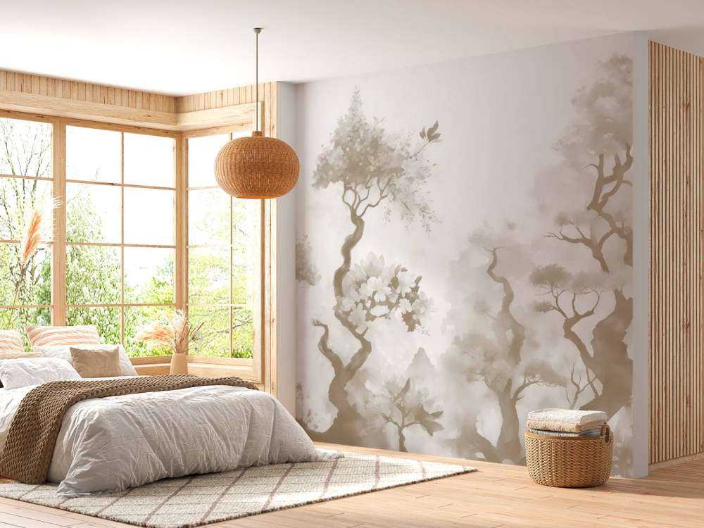 Arbres en fleurs gris