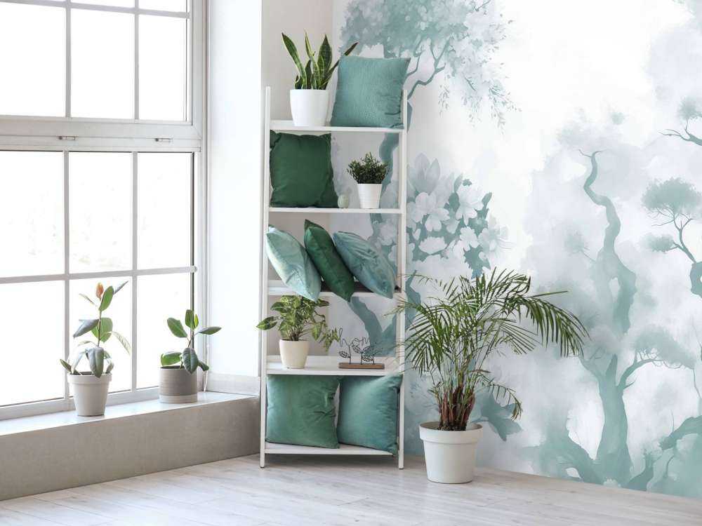 Arbres en fleurs verts