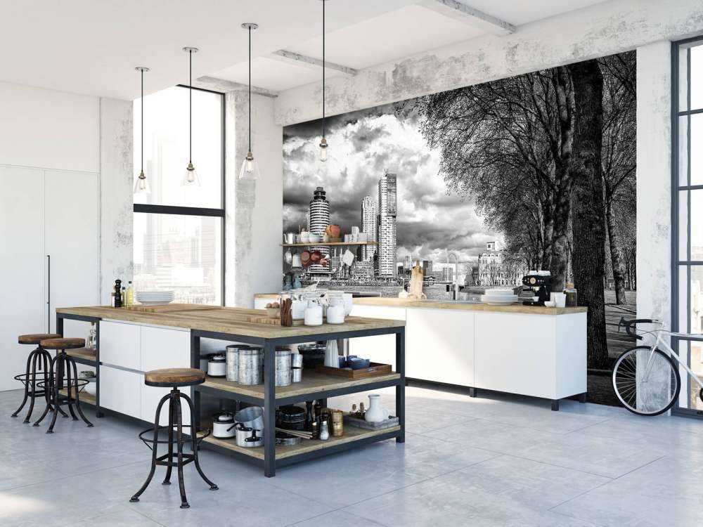 Ciel de nuit en noir et blanc depuis le quai