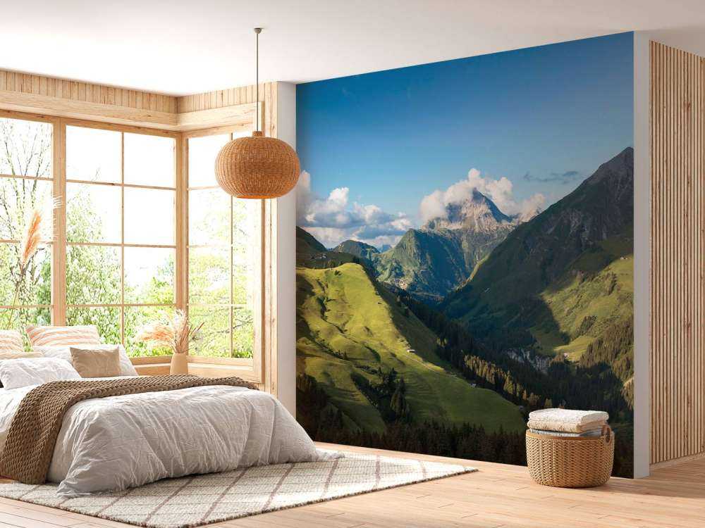 Lumière estivale sur une vallée alpine verdoyante