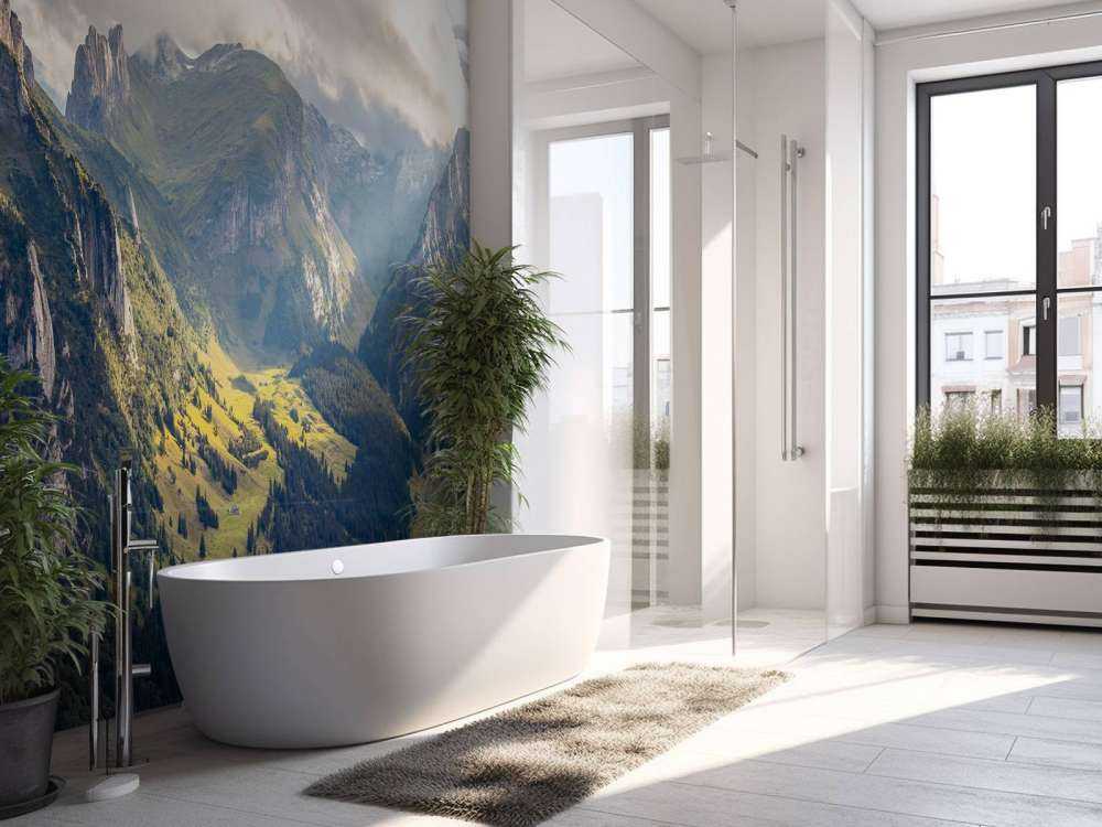 Lumière du soleil sur une vallée de montagne verte