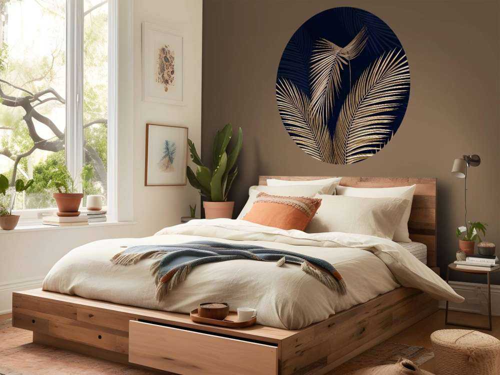 Palmes dorées sur bleu nuit