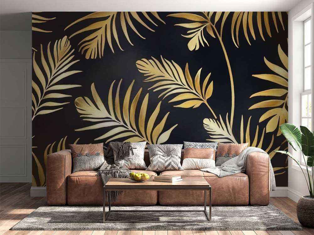 Feuilles dorées sur or