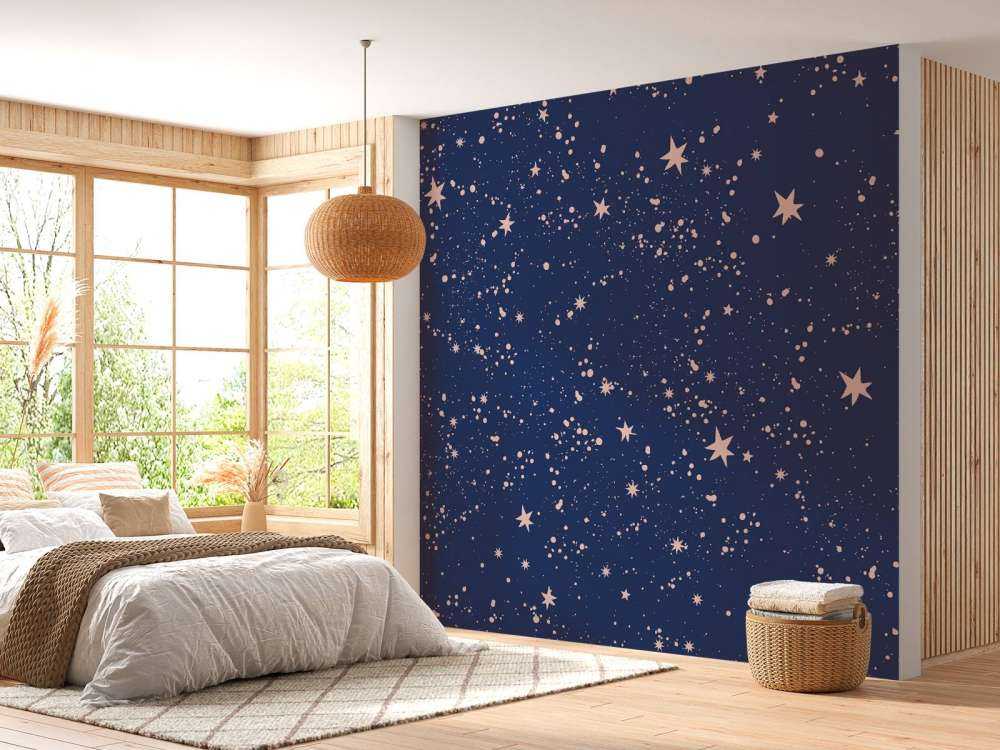 Pluie d'étoiles roses dans un bleu nuit