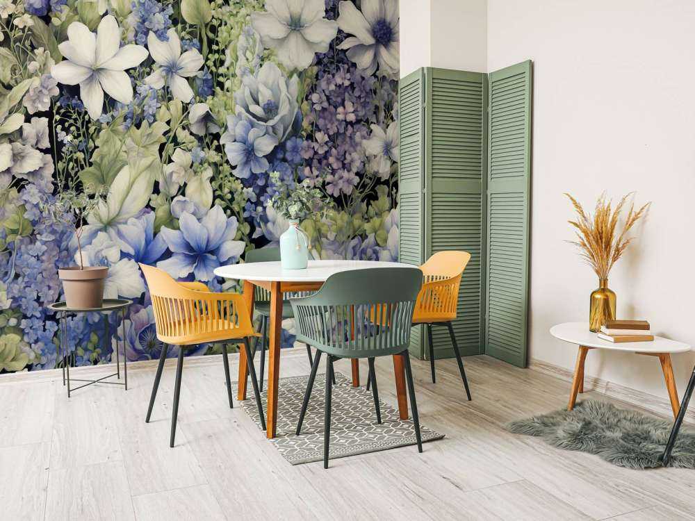 Festival de fleurs sans couture - bleu