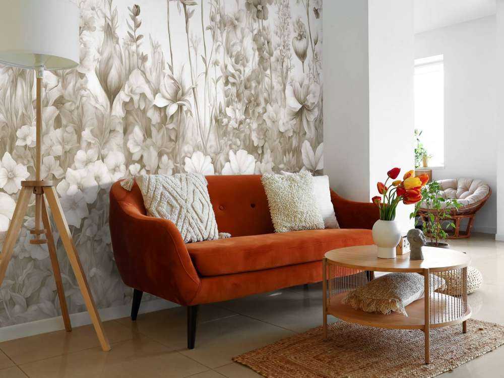 Fleurs de mon âme sans couture - beige