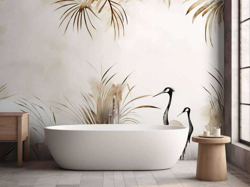 Grues dans le champ taupe